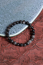 Sertifikalı Obsidyen 925 Ayar Gümüş 8 mm İmameli Tesbih &amp; Bileklik Seti