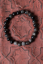 Sertifikalı Obsidyen Gümüş Aparat Bileklik