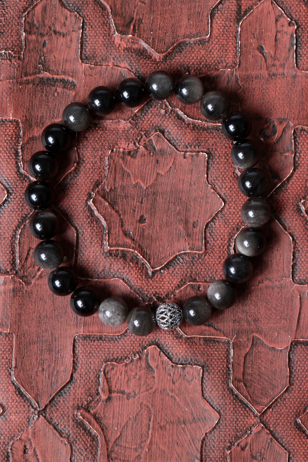 Sertifikalı Obsidyen Gümüş Aparat Bileklik