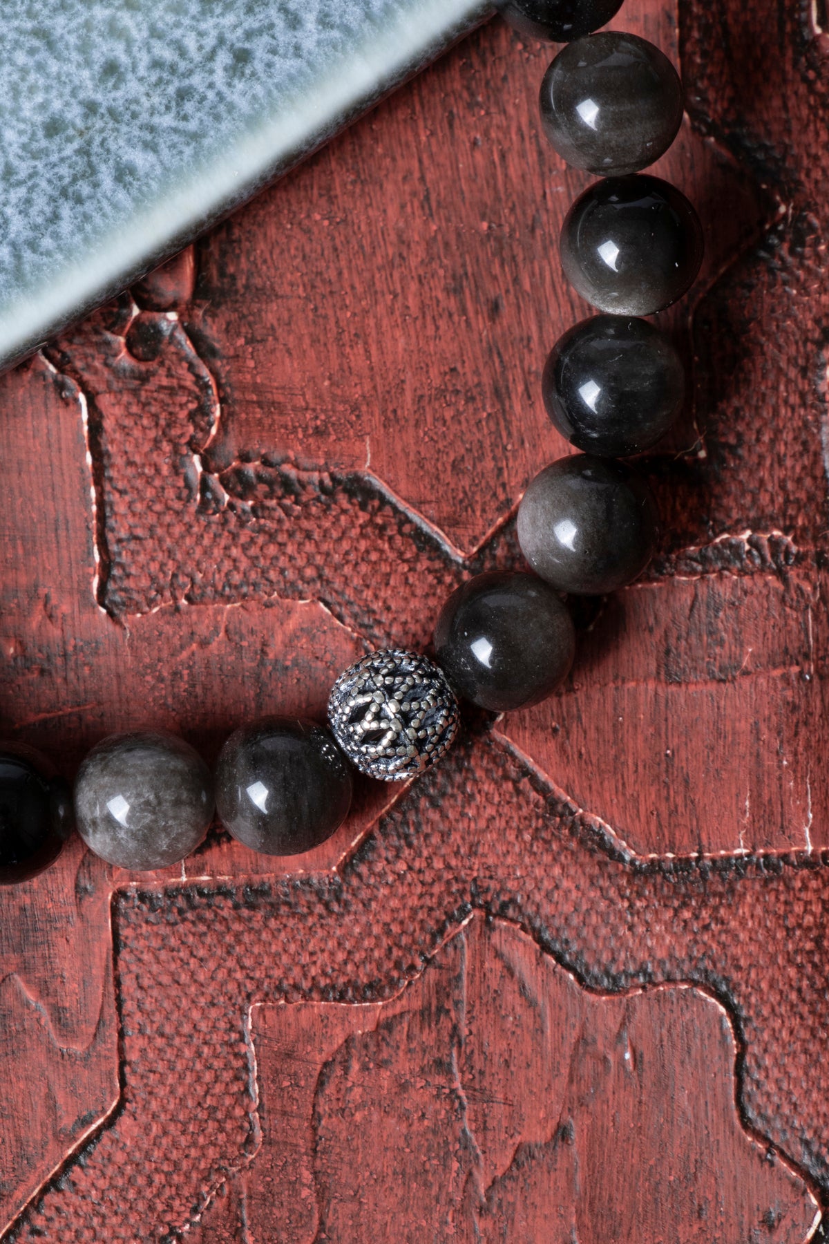 Sertifikalı Obsidyen Gümüş Aparat Bileklik