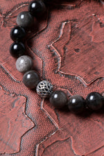 Sertifikalı Obsidyen Gümüş Aparat Bileklik