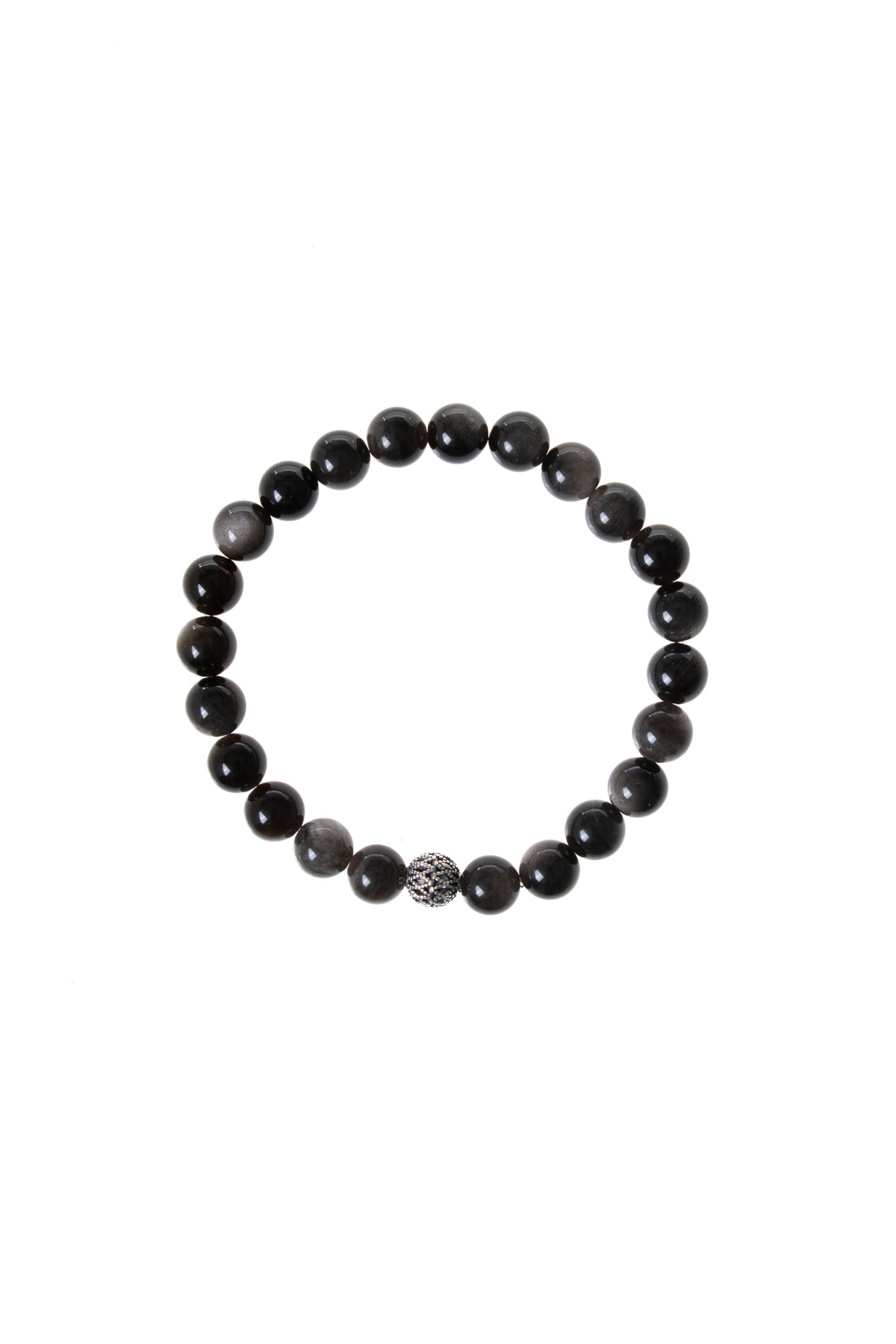 Sertifikalı Obsidyen Gümüş Aparat Bileklik