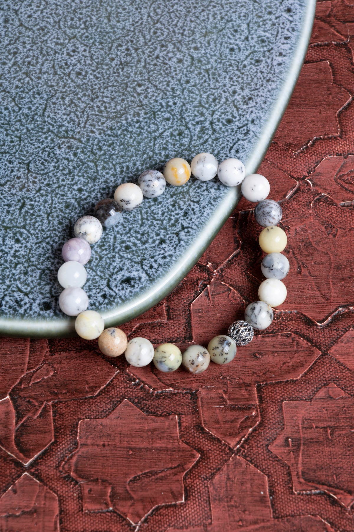 Sertifikalı Opal 925 Ayar Gümüş 8 mm İmameli Tesbih &amp; Bileklik Seti