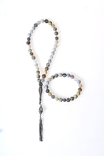 Sertifikalı Opal 925 Ayar Gümüş 8 mm İmameli Tesbih &amp; Bileklik Seti