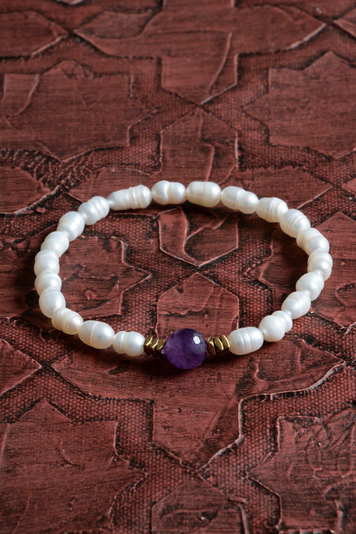 Sertifikalı Orijinal Doğal İnci ve Ametist Taşı Bileklik