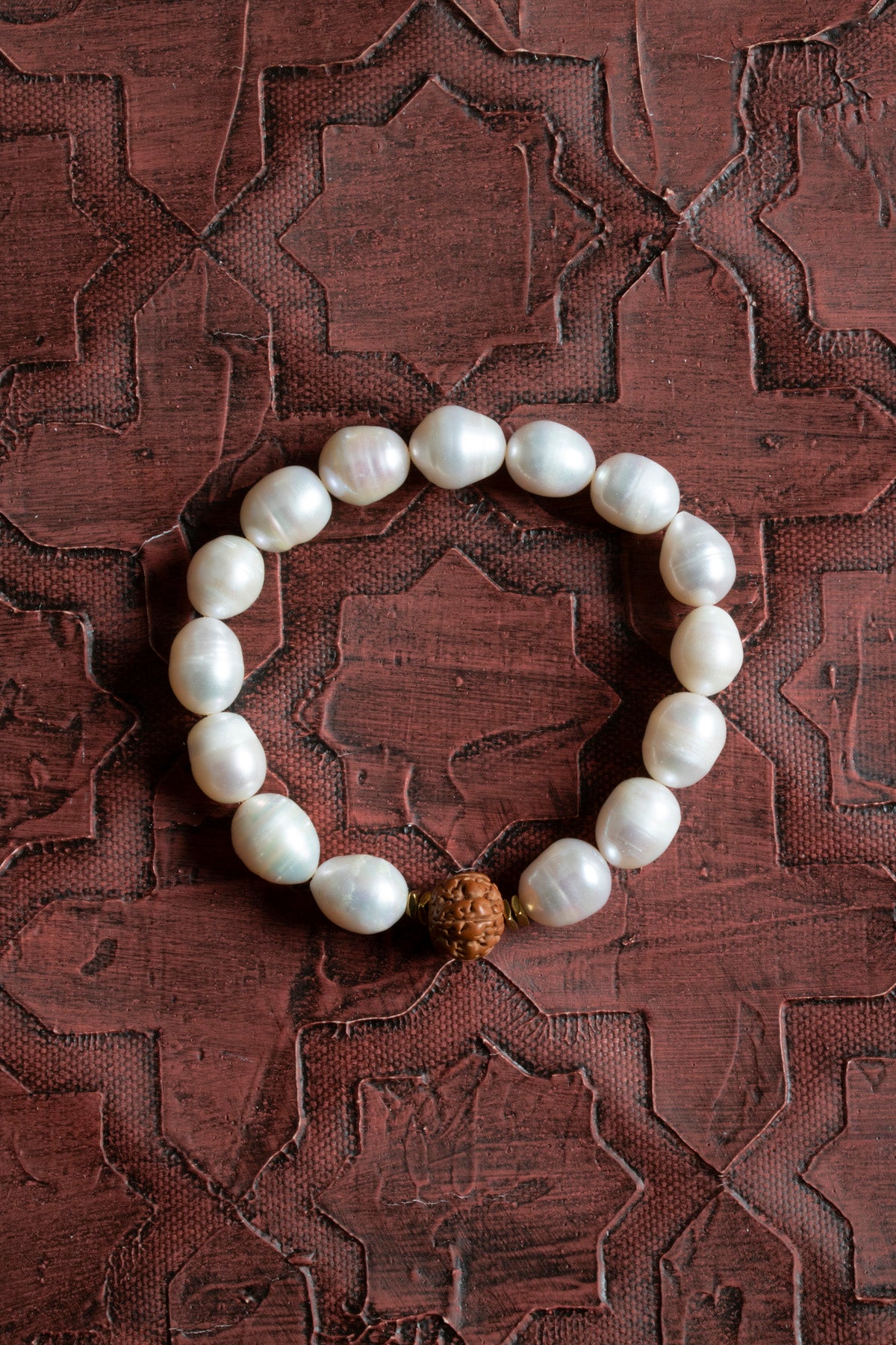 Sertifikalı Orijinal Doğal İnci ve Rudraksha Tohumu Bileklik