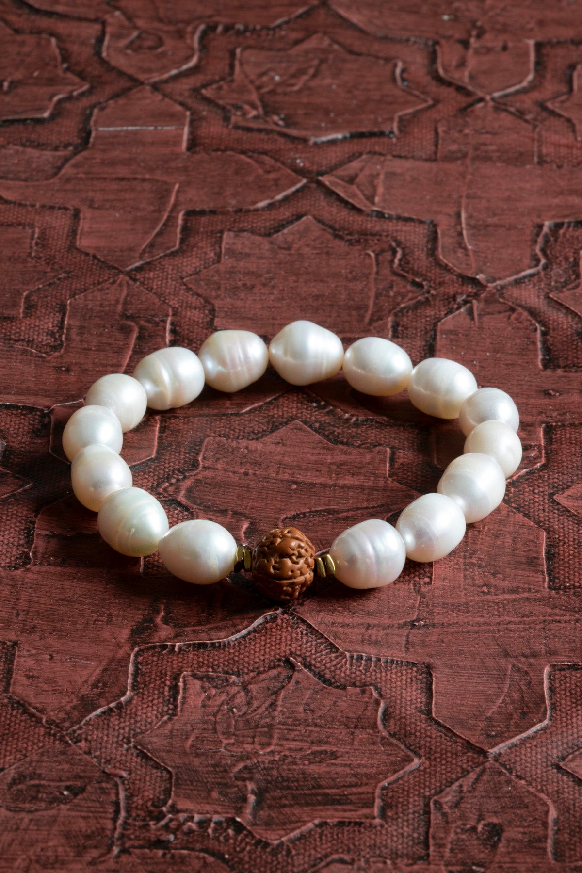 Sertifikalı Orijinal Doğal İnci ve Rudraksha Tohumu Bileklik