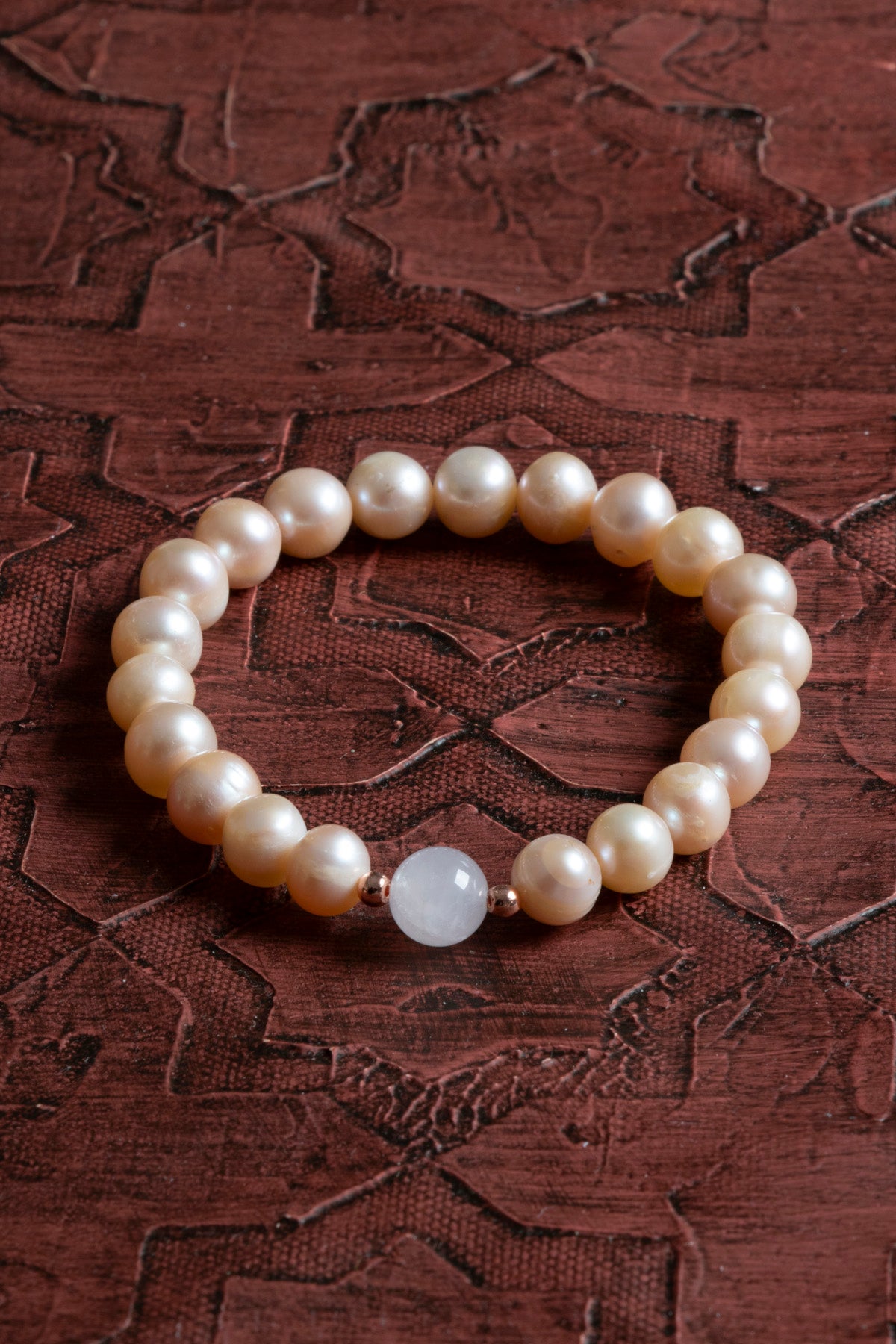 Sertifikalı Orijinal Doğal Pembe İnci ve Pembe Kuvars Taşı Bileklik