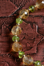 Sertifikalı Orijinal Doğal Sitrin ve Zebercet (Peridot) Taşı Bileklik