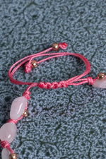 Sertifikalı Pembe Kuvars &amp; Hematit Doğal Taş Makrome Bileklik