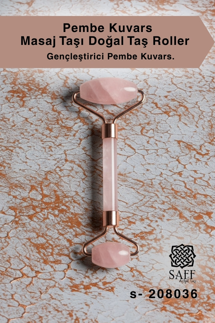 Sertifikalı Pembe Kuvars Face Roller Doğaş Taş