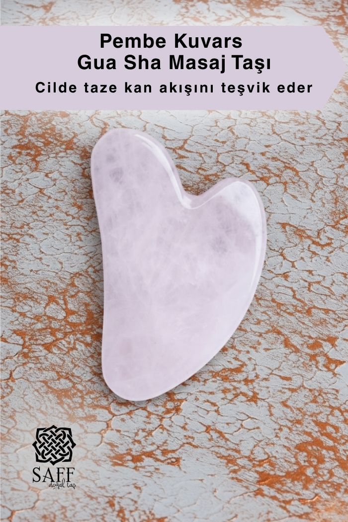 Sertifikalı Pembe Kuvars Gua Sha Masaj Taşı