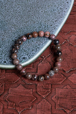 Sertifikalı Rodonit 925 Ayar Gümüş 8 mm İmameli Tesbih &amp; Bileklik Seti