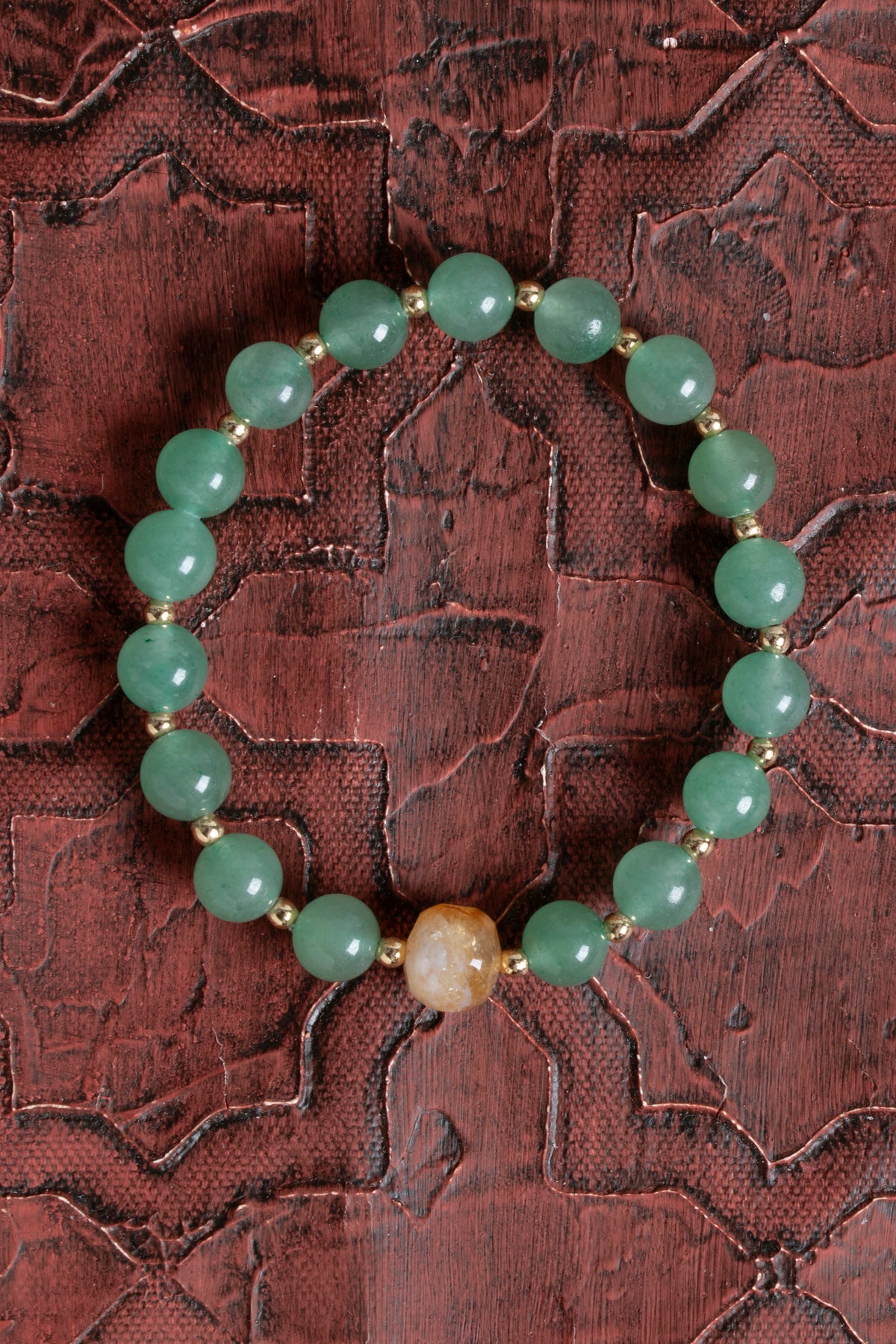 Sertifikalı Sitrin &amp; Aventurin &amp; Altın Kaplama Hematit Doğal Taş Bileklik