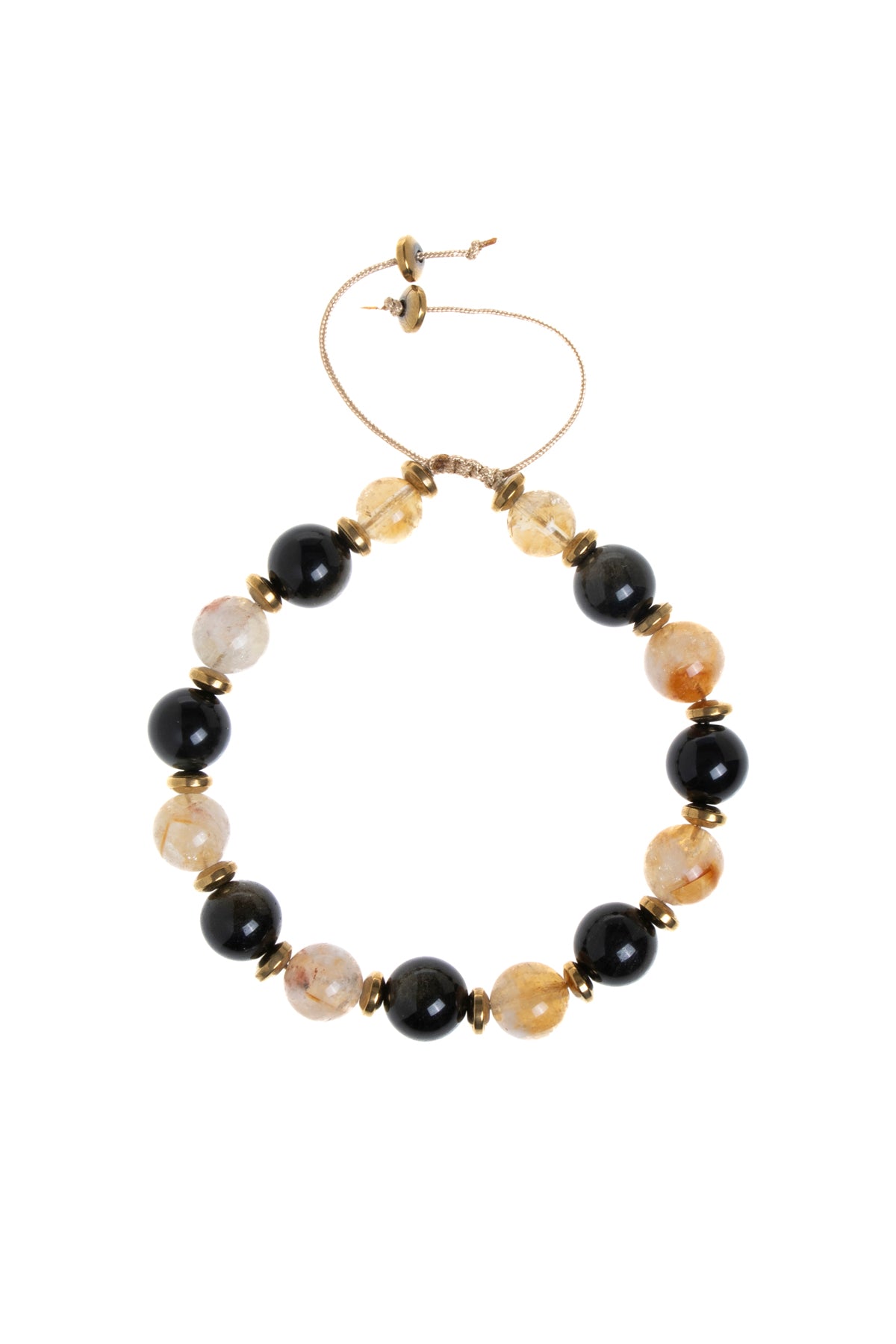 Sertifikalı Sitrin &amp; Hematit &amp; Zirkon Aparat Doğal Taş Makrome Bileklik