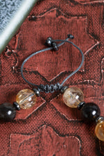 Sertifikalı Sitrin &amp; Obsidyen Doğal Taş Makrome Bileklik