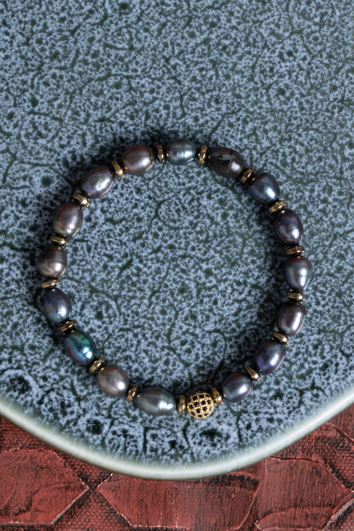 Sertifikalı Siyah İnci &amp; Hamatit &amp; Zirkon Aparat Doğal Taş Bileklik