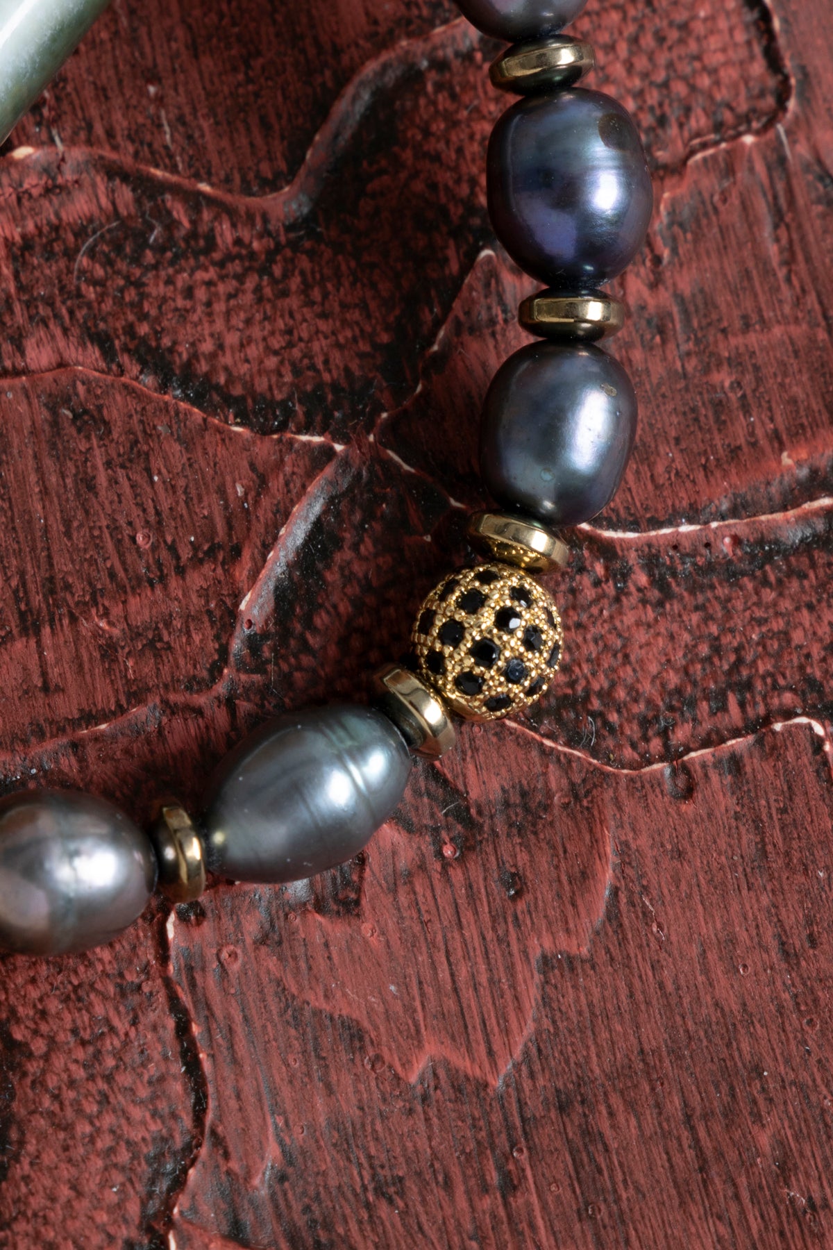 Sertifikalı Siyah İnci &amp; Hamatit &amp; Zirkon Aparat Doğal Taş Bileklik