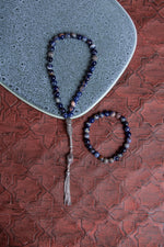 Sertifikalı Sodalit 925 Ayar Gümüş 8 mm İmameli Tesbih&amp; Bileklik Seti