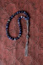 Sertifikalı Sodalit 925 Ayar Gümüş İmameli Püsküllü Tesbih