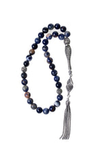 Sertifikalı Sodalit 925 Ayar Gümüş İmameli Püsküllü Tesbih