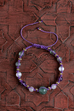 Sertifikalı Taç Çakra Serenit Ametist Ay Taşı Bileklik