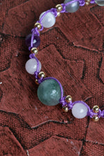 Sertifikalı Taç Çakra Serenit Ametist Ay Taşı Bileklik