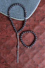 Sertifikalı Trehartz 925 Ayar Gümüş 8 mm İmameli Tesbih &amp; Bileklik Seti