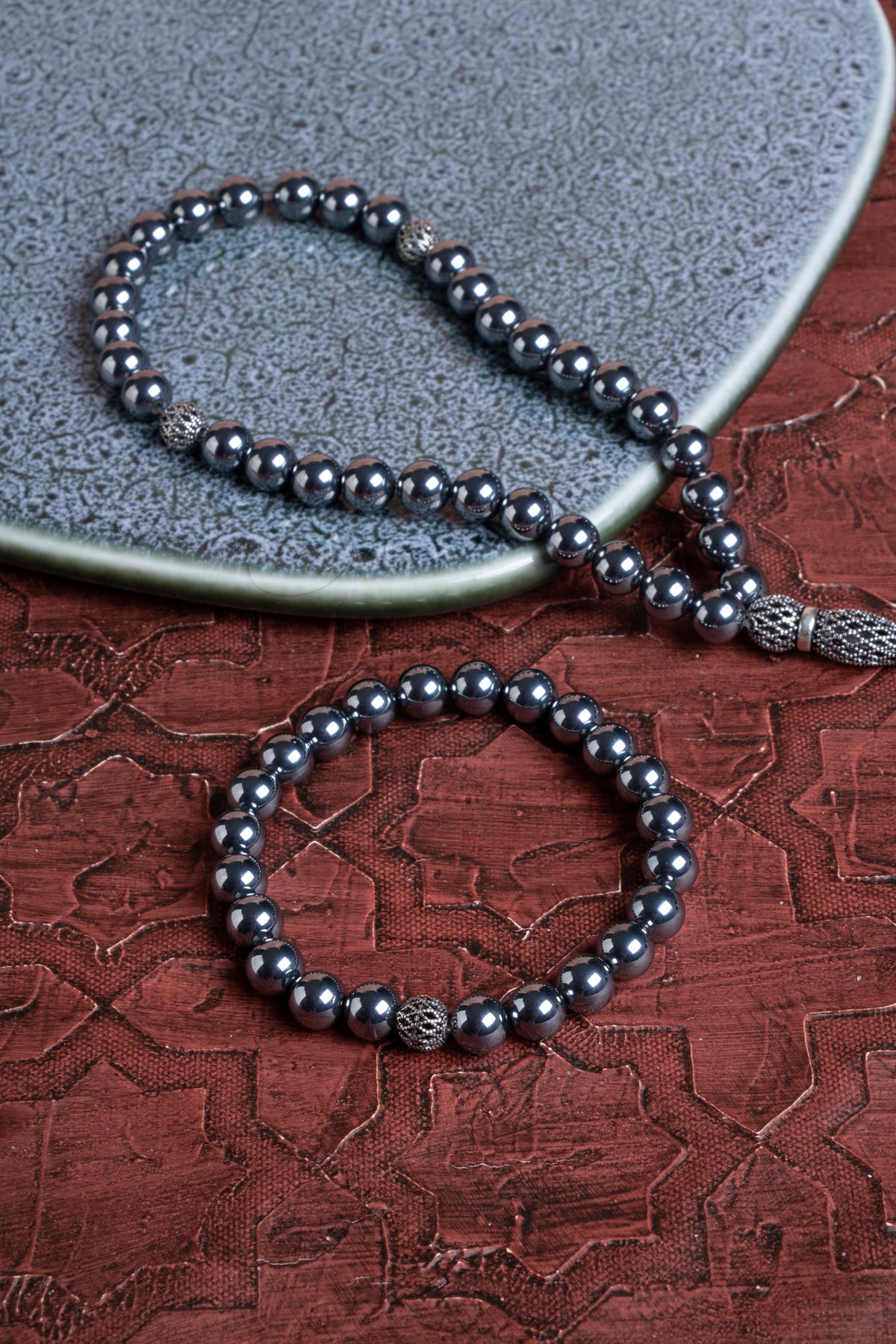 Sertifikalı Trehartz 925 Ayar Gümüş 8 mm İmameli Tesbih &amp; Bileklik Seti