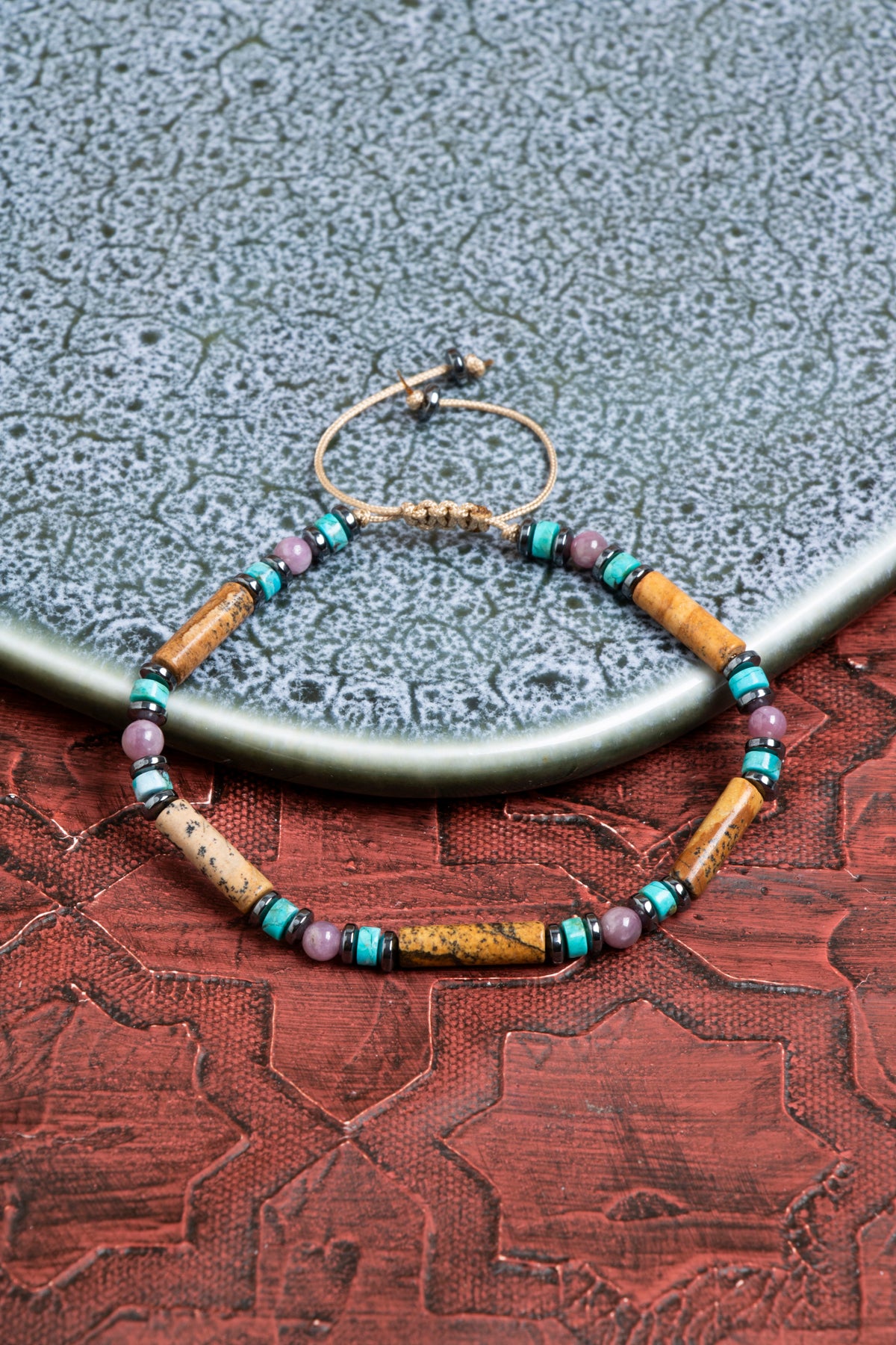 Sertifikalı Turkuaz, Jasper, Yakut ve Hematit Bileklik – Doğal Dengenin Renkli Yansıması