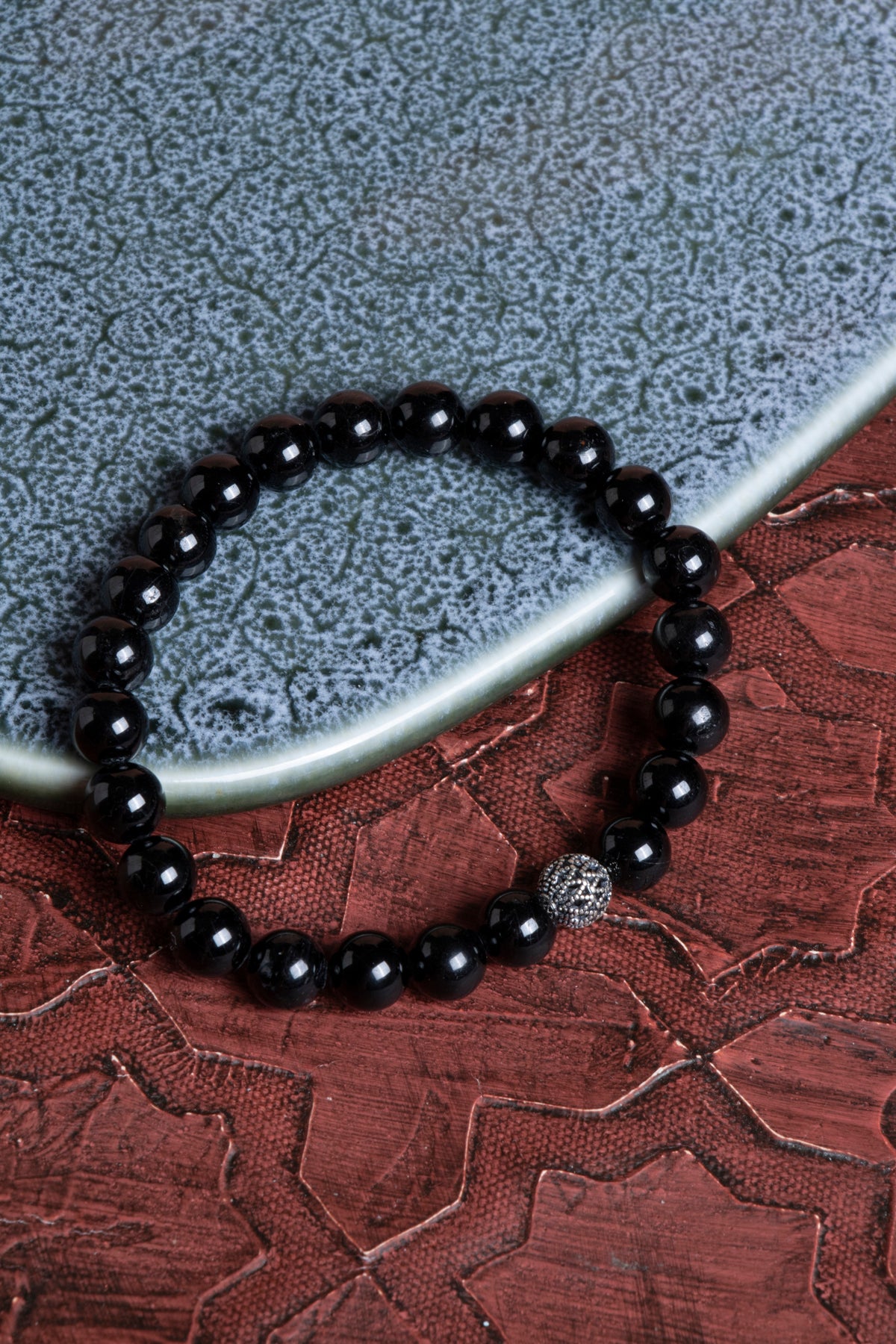 Sertifikalı Turmalin 925 Ayar Gümüş 8 mm İmameli Tesbih &amp; Bileklik Seti