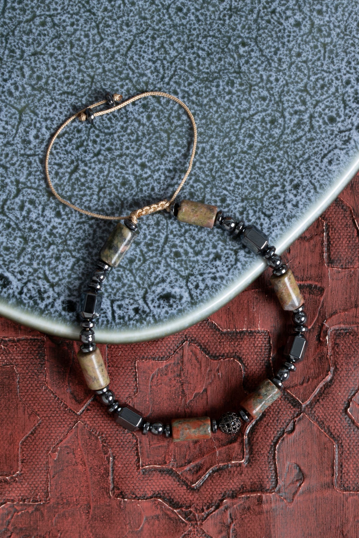 Sertifikalı Unakit hematit Zirkon Aparat Makrome Bileklik