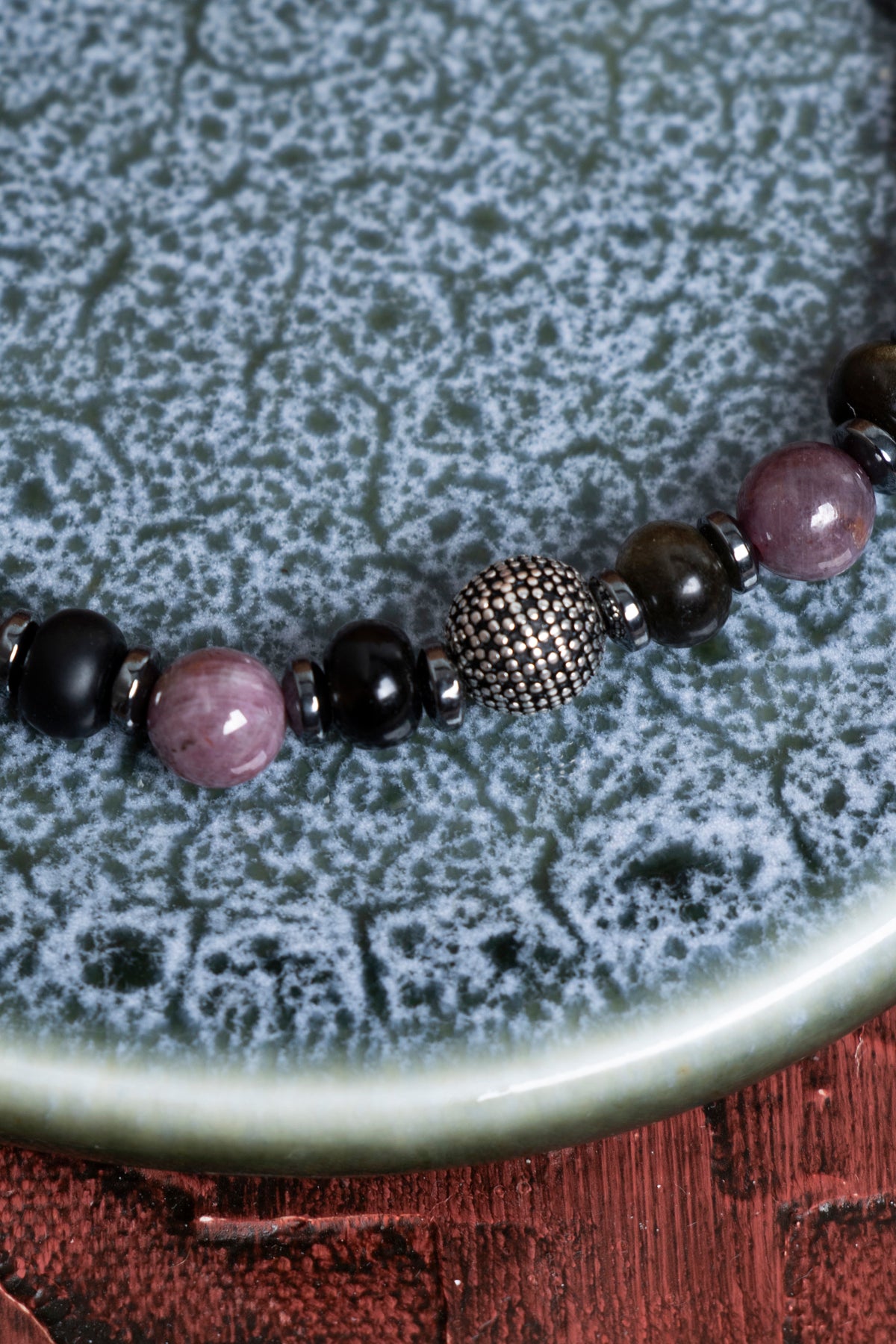 Sertifikalı Yakut, Obsidyen ve Hematit Doğal Taş Bileklik