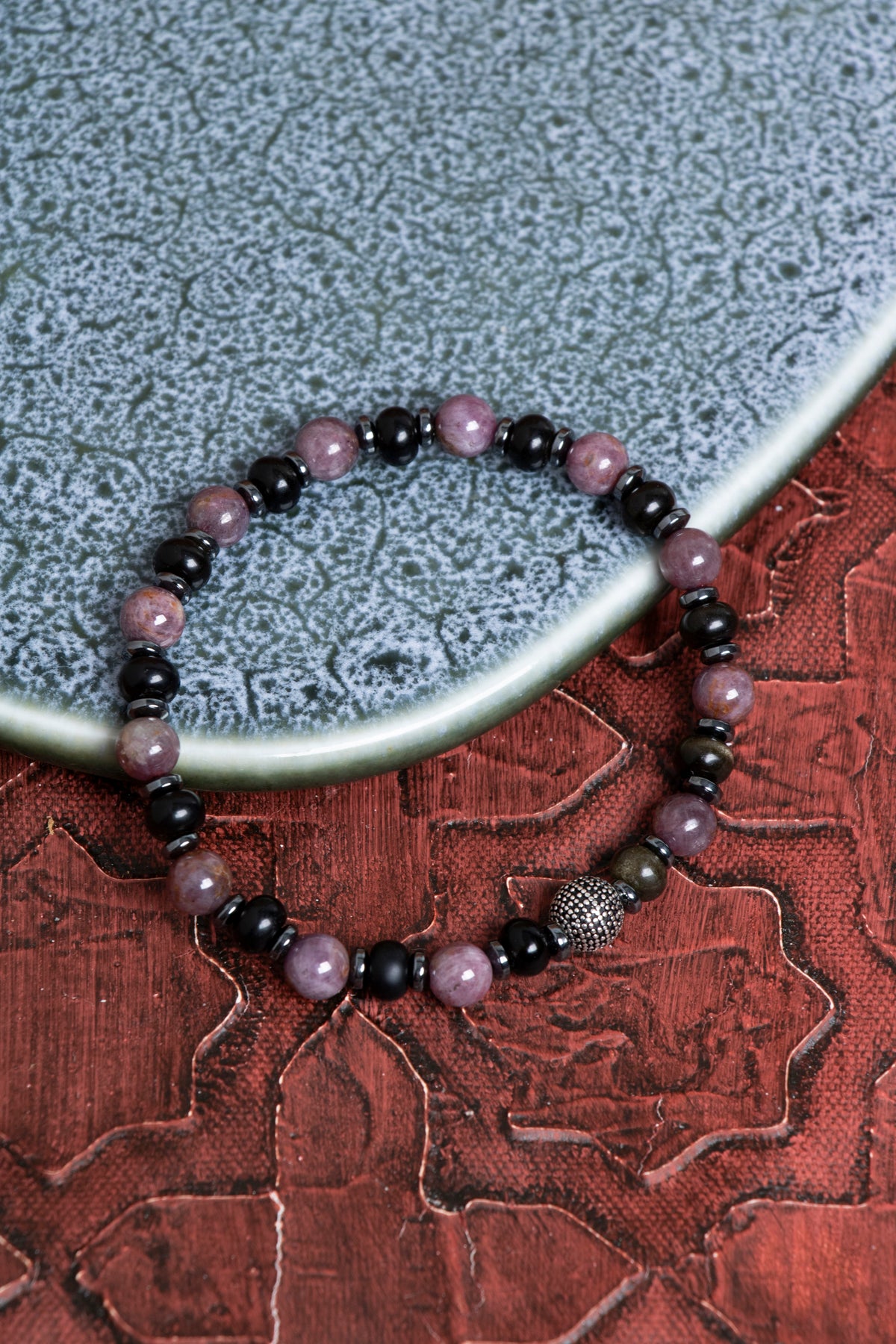 Sertifikalı Yakut, Obsidyen ve Hematit Doğal Taş Bileklik