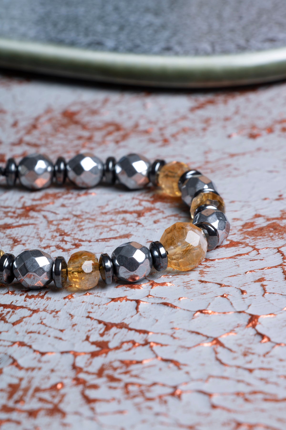 Sitrin &amp; Hematit Makrome Bileklik