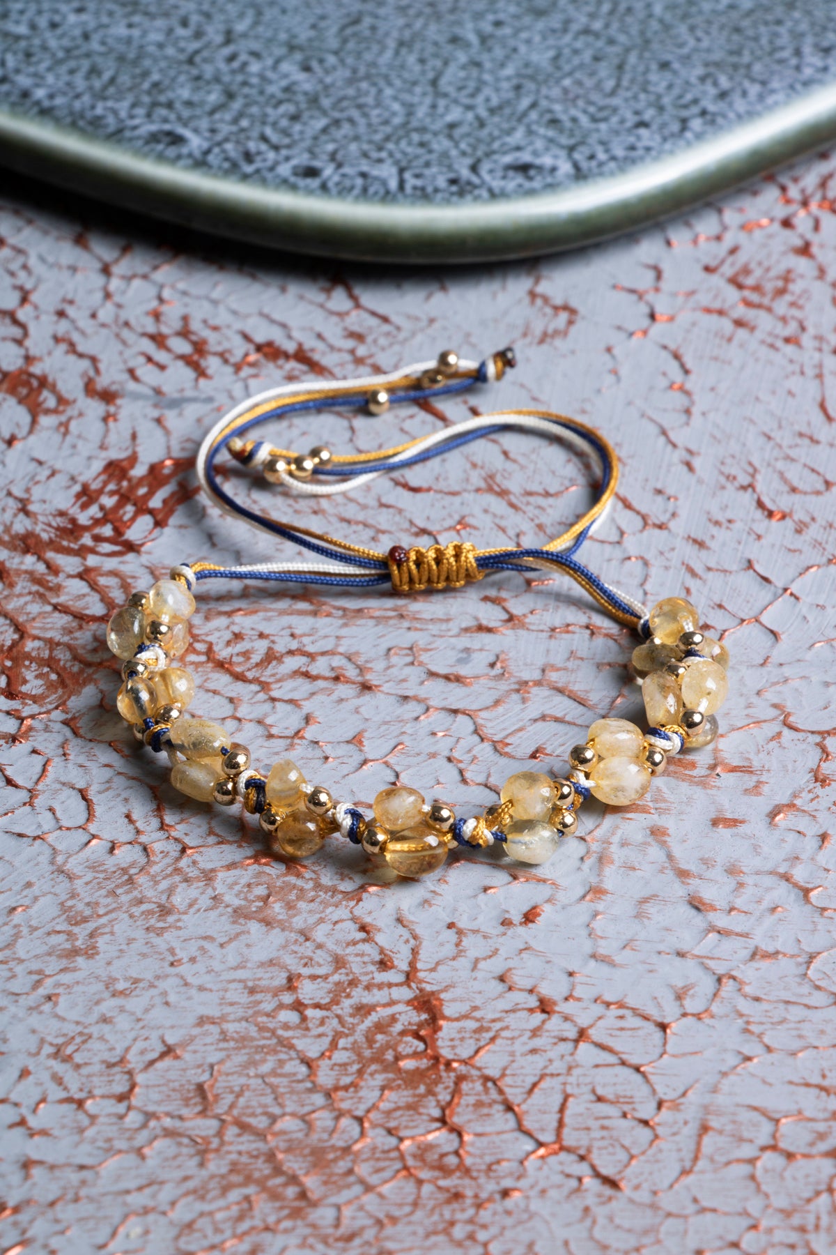 Sitrin A Kalite Natürel Taşlar Makrome Bileklik