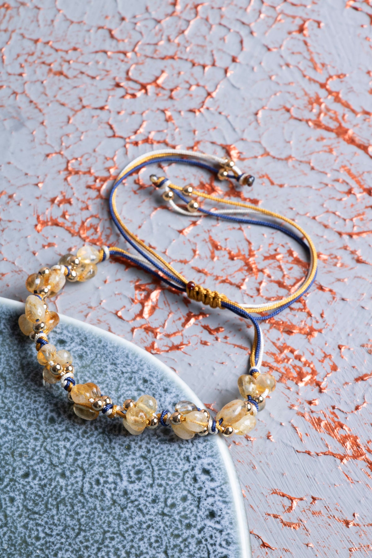 Sitrin A Kalite Natürel Taşlar Makrome Bileklik