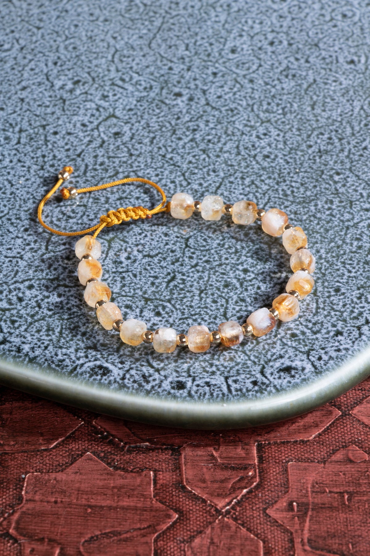 Sitrin Doğal Taş Makrome Bileklik