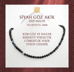 Siyah Göz Akik 6 mm Dizi Doğal Taş Kolye