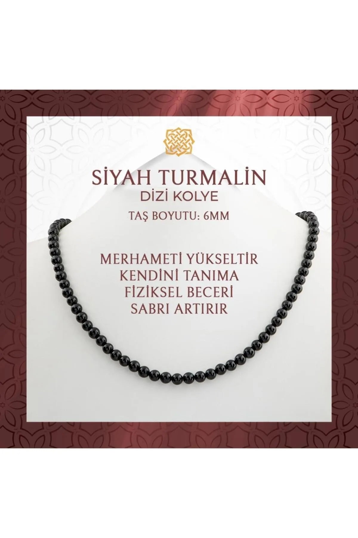 Siyah Turmalin 6 mm Dizi Doğal Taş Kolye