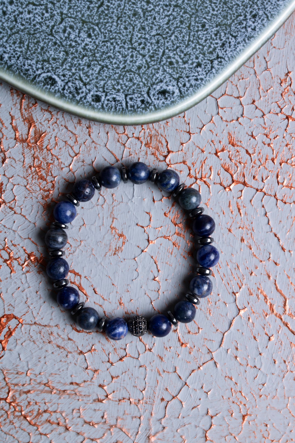 Sodalit &amp; Hematit Zirkon Aparat Bileklik