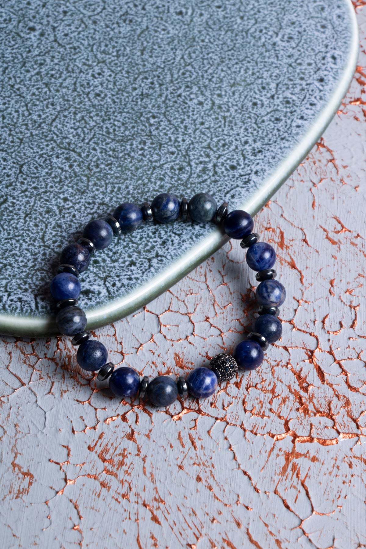 Sodalit &amp; Hematit Zirkon Aparat Bileklik