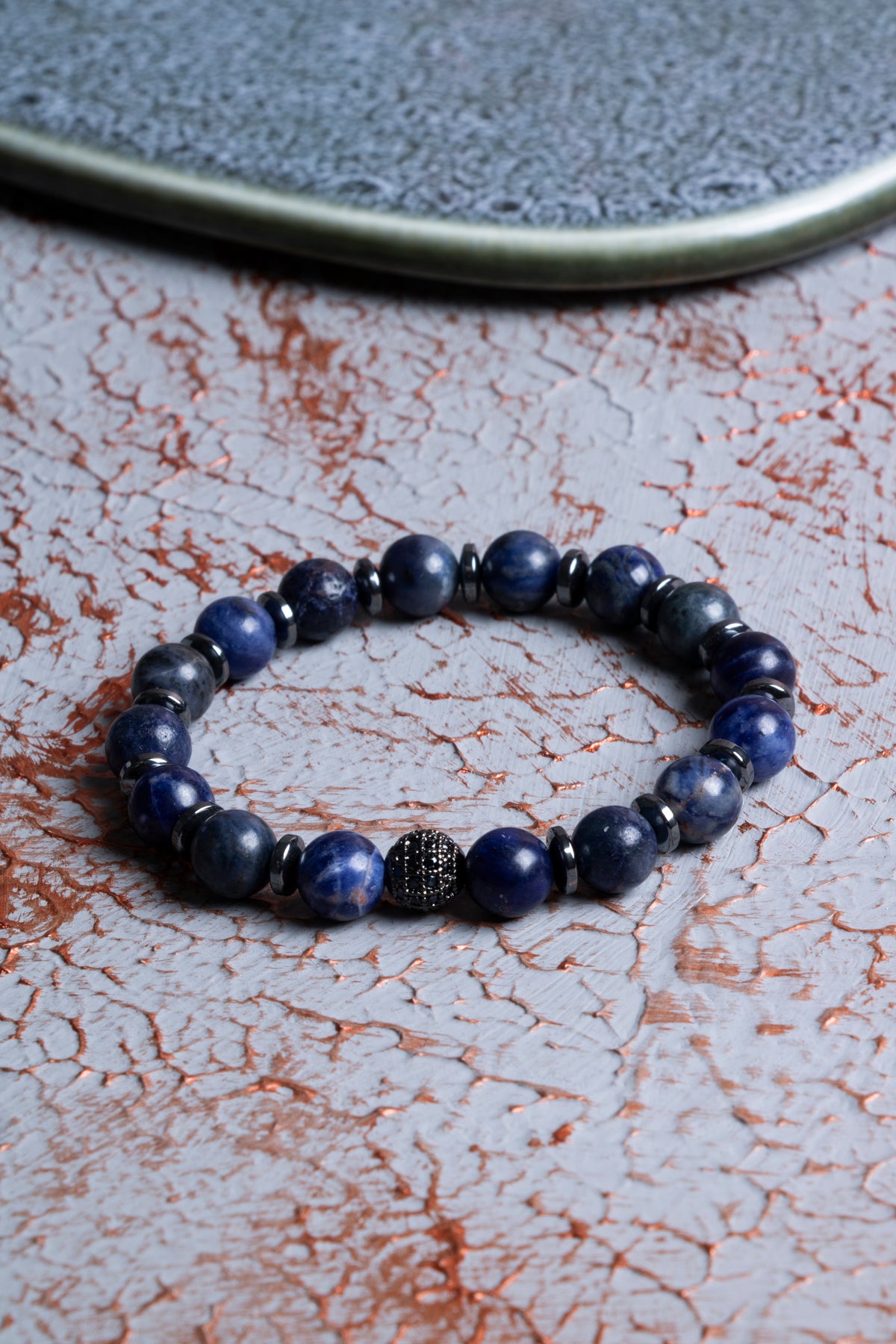 Sodalit &amp; Hematit Zirkon Aparat Bileklik