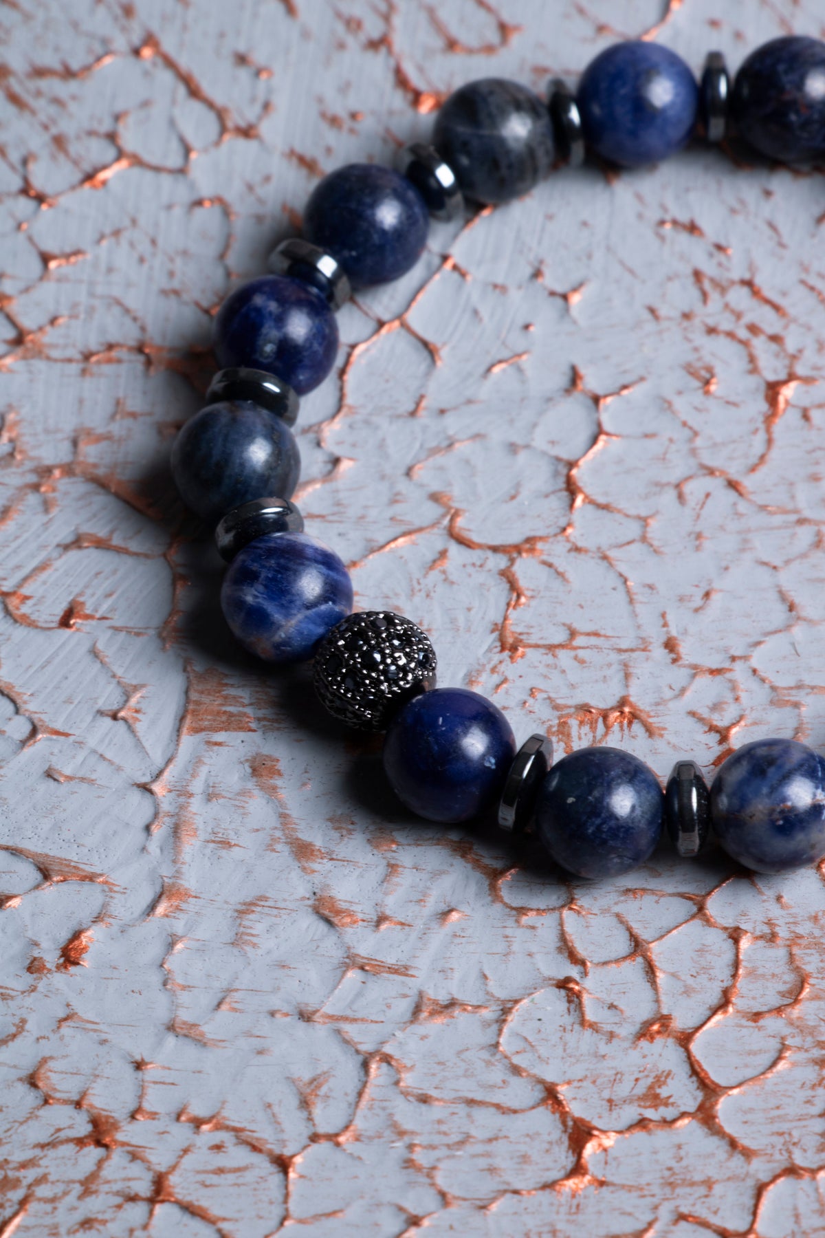 Sodalit &amp; Hematit Zirkon Aparat Bileklik