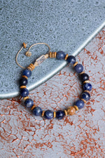 Sodalit &amp; Jasper &amp; Gümüş Aparatlı Makrome Bileklik 8mm