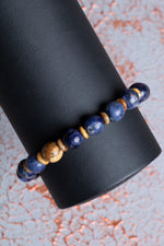 Sodalit &amp; Jasper &amp; Gümüş Aparatlı Makrome Bileklik 8mm