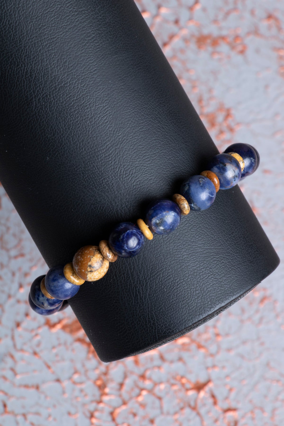 Sodalit &amp; Jasper &amp; Gümüş Aparatlı Makrome Bileklik 8mm