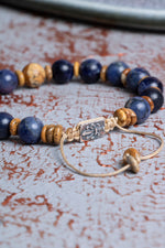 Sodalit &amp; Jasper &amp; Gümüş Aparatlı Makrome Bileklik 8mm