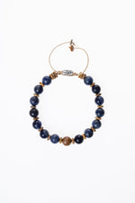 Sodalit &amp; Jasper &amp; Gümüş Aparatlı Makrome Bileklik 8mm