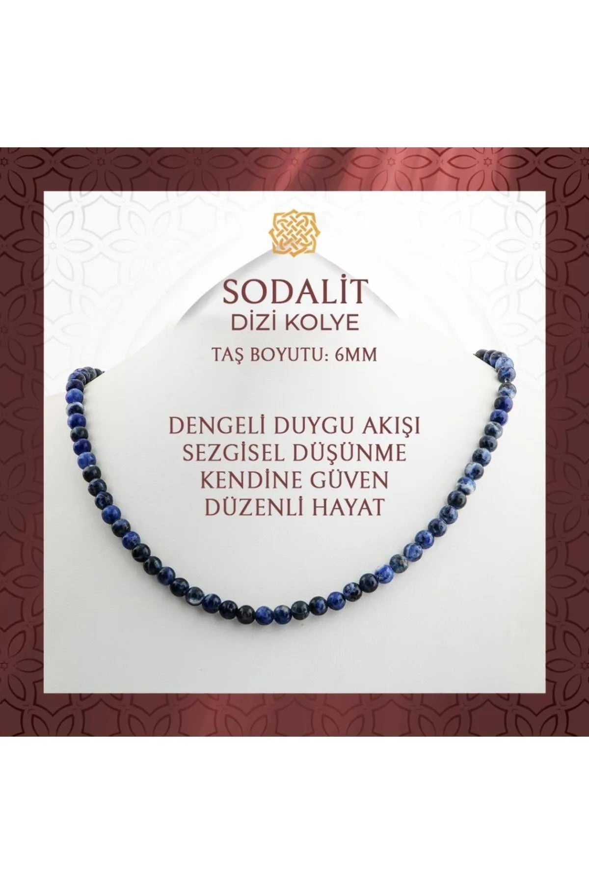 Sodalit 6 mm Dizi Doğal Taş Kolye